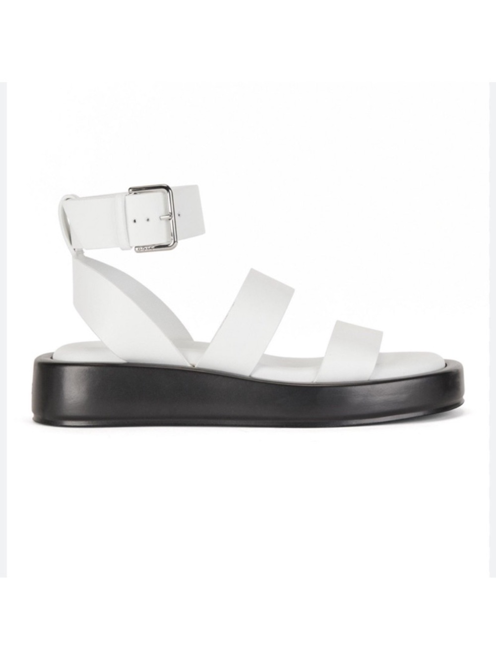 New! BOSS Gladiator Platform Sandals Strappy Leather Sandals White Black - Picture 3 of 13